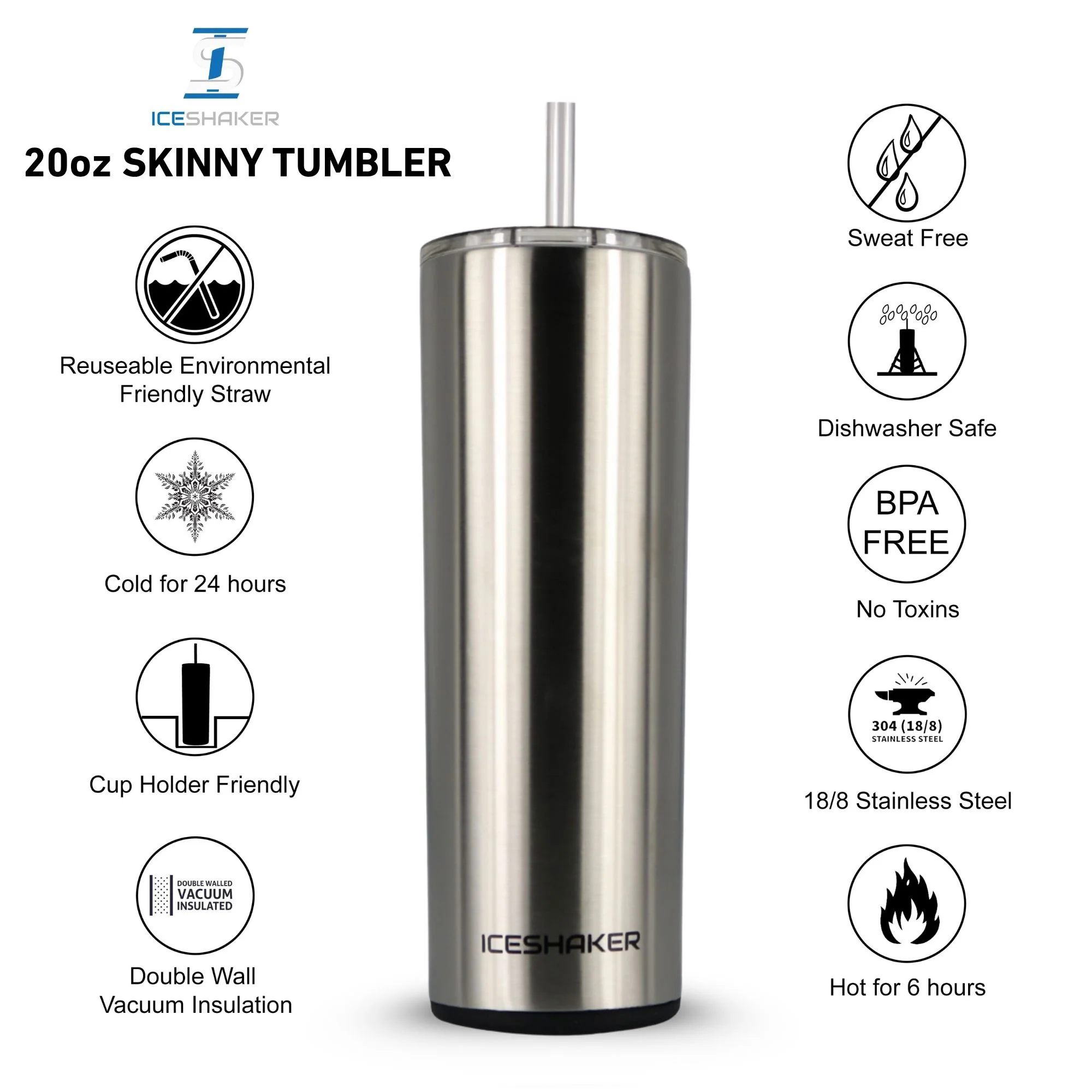 20oz Insulated Skinny Tumbler with Push Down Lid - Image 23