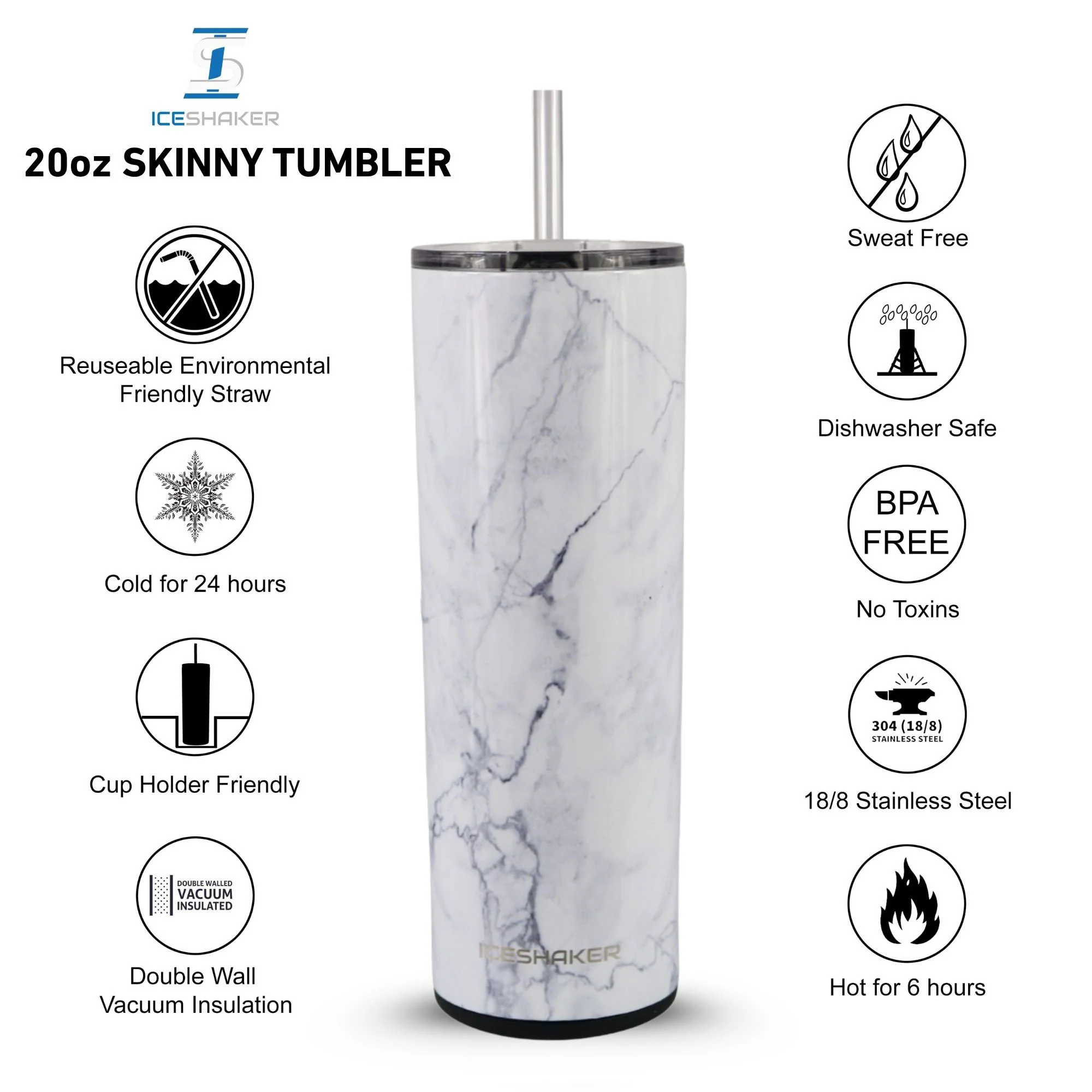 20oz Insulated Skinny Tumbler with Push Down Lid - Image 32