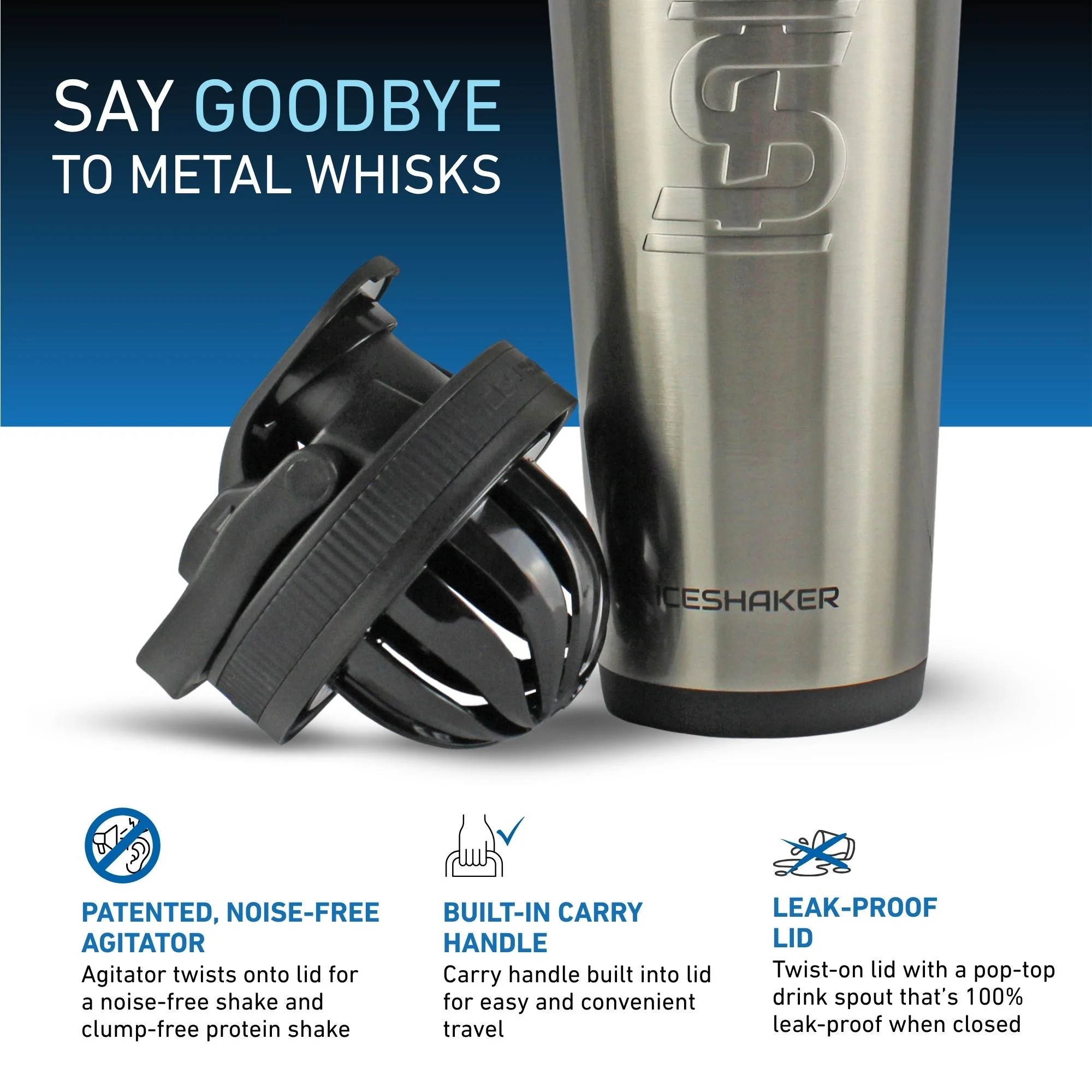 26oz Ice Shaker - Stainless Steel - Image 3