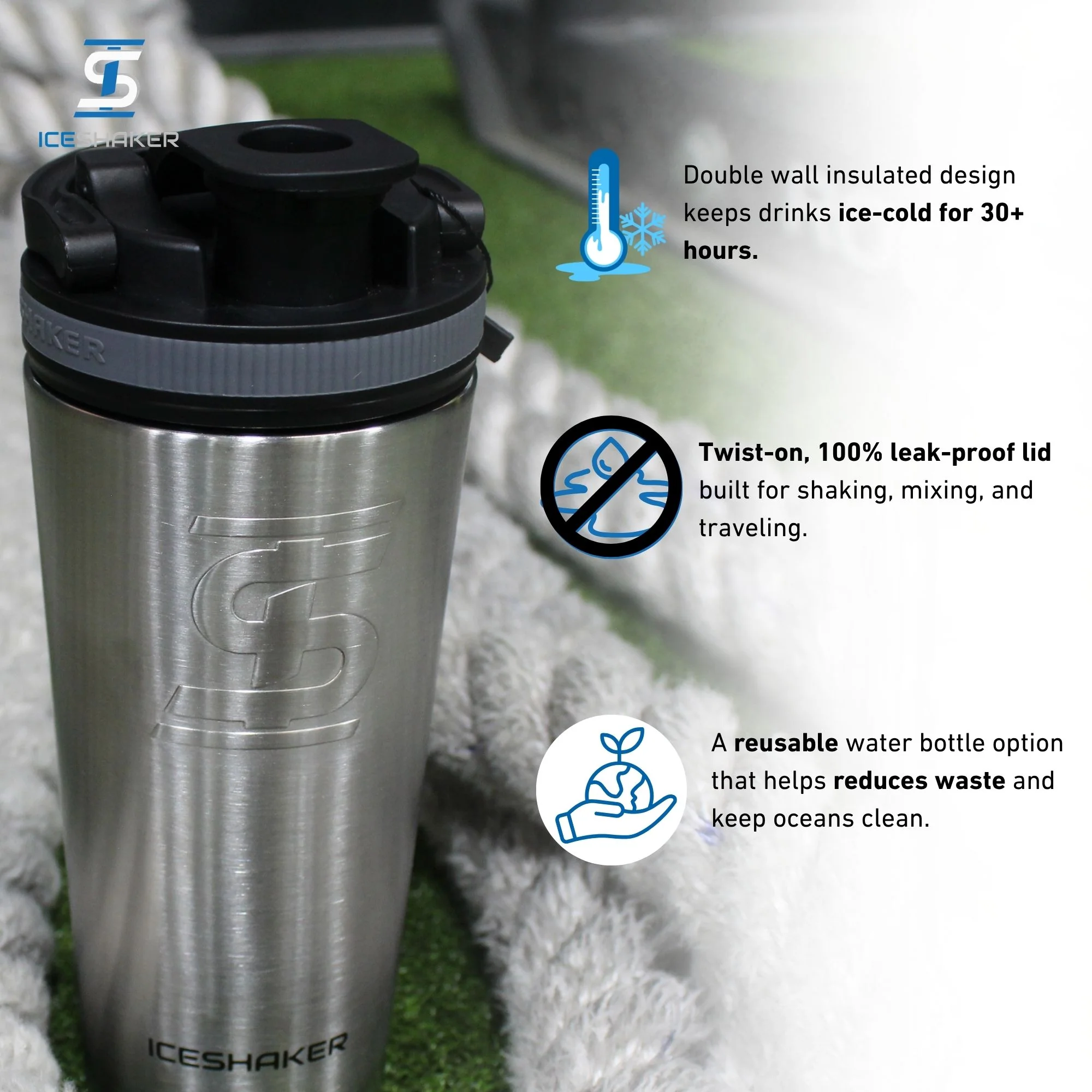 26oz Ice Shaker - Stainless Steel - Image 4