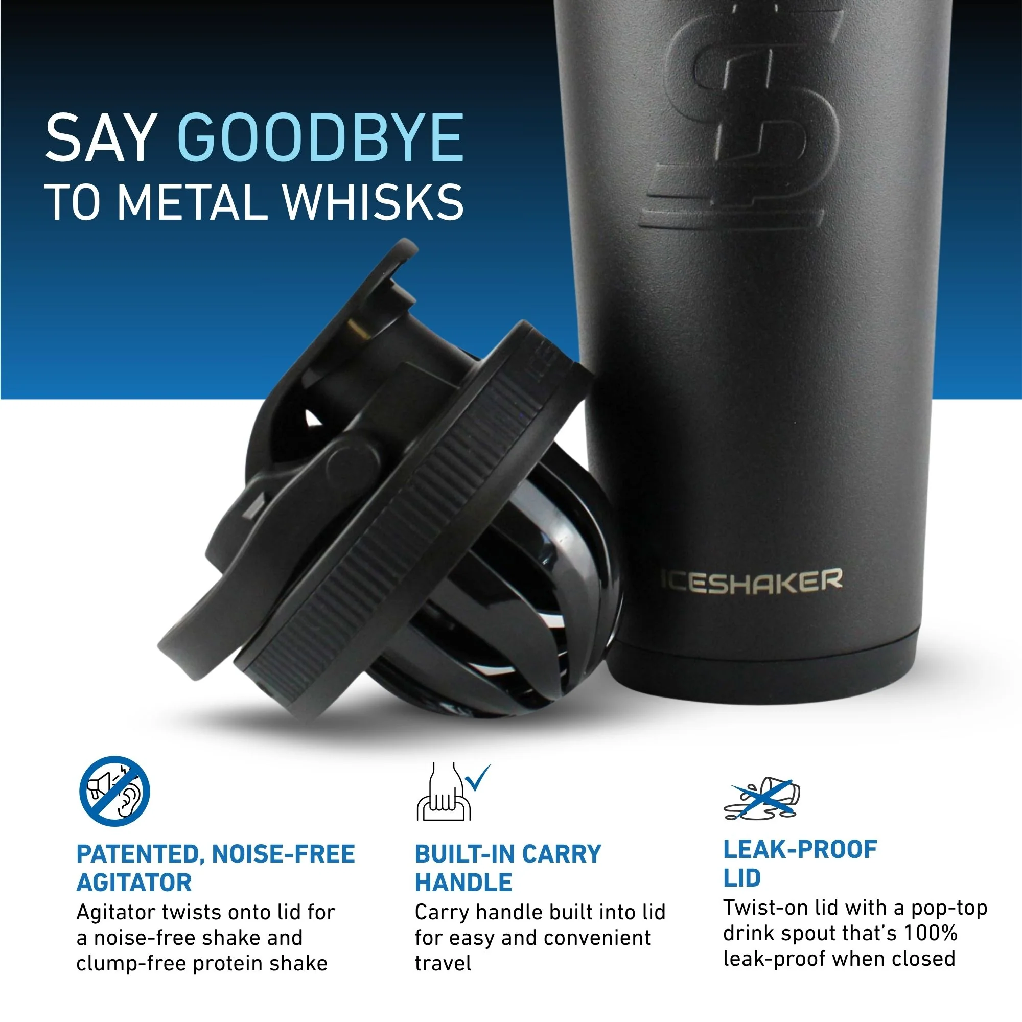 Ice Shaker Matte Series 26oz Shaker Bottle - Black - Image 3