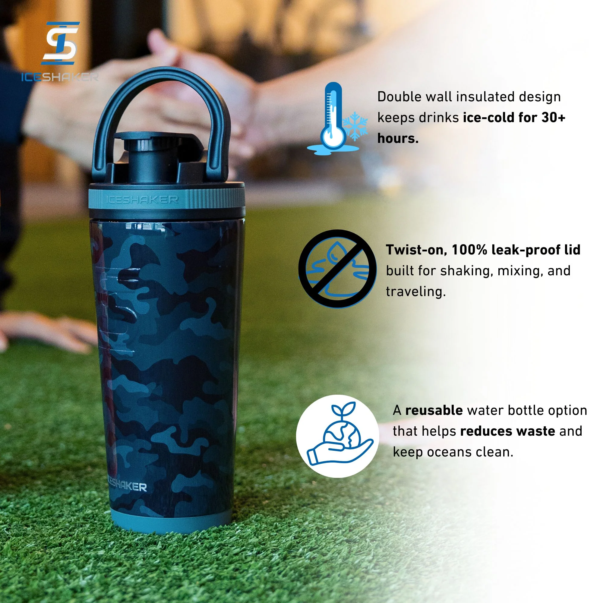 Ice Shaker 4D Series 26oz Shaker Bottle - Black Camo - Image 4