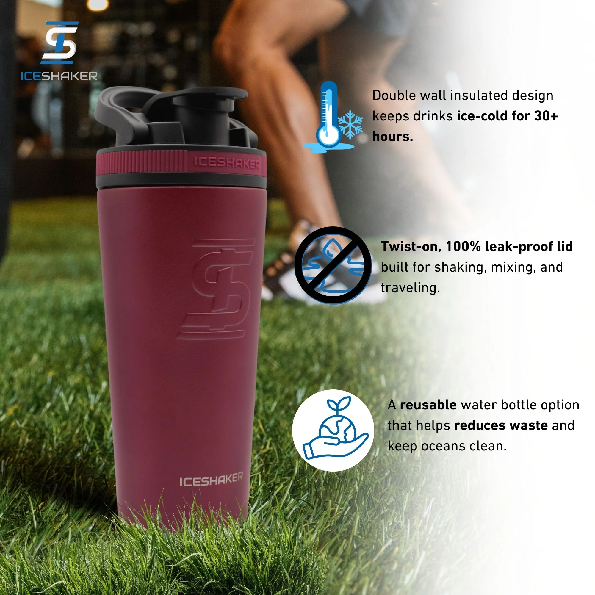 26oz Ice Shaker - Maroon - Image 4