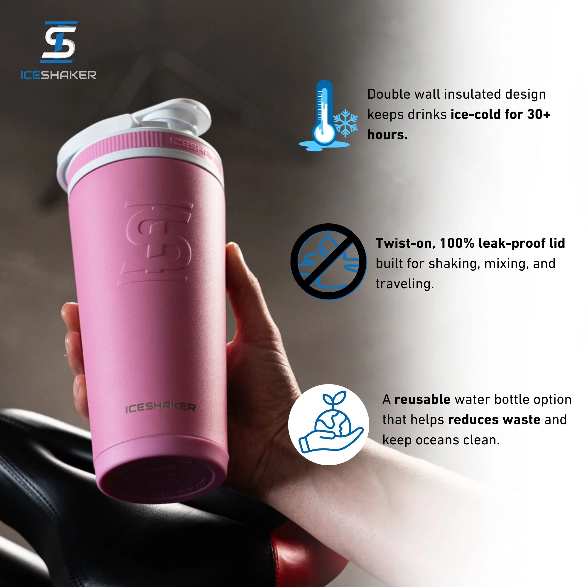 26oz Ice Shaker - Pink - Image 4