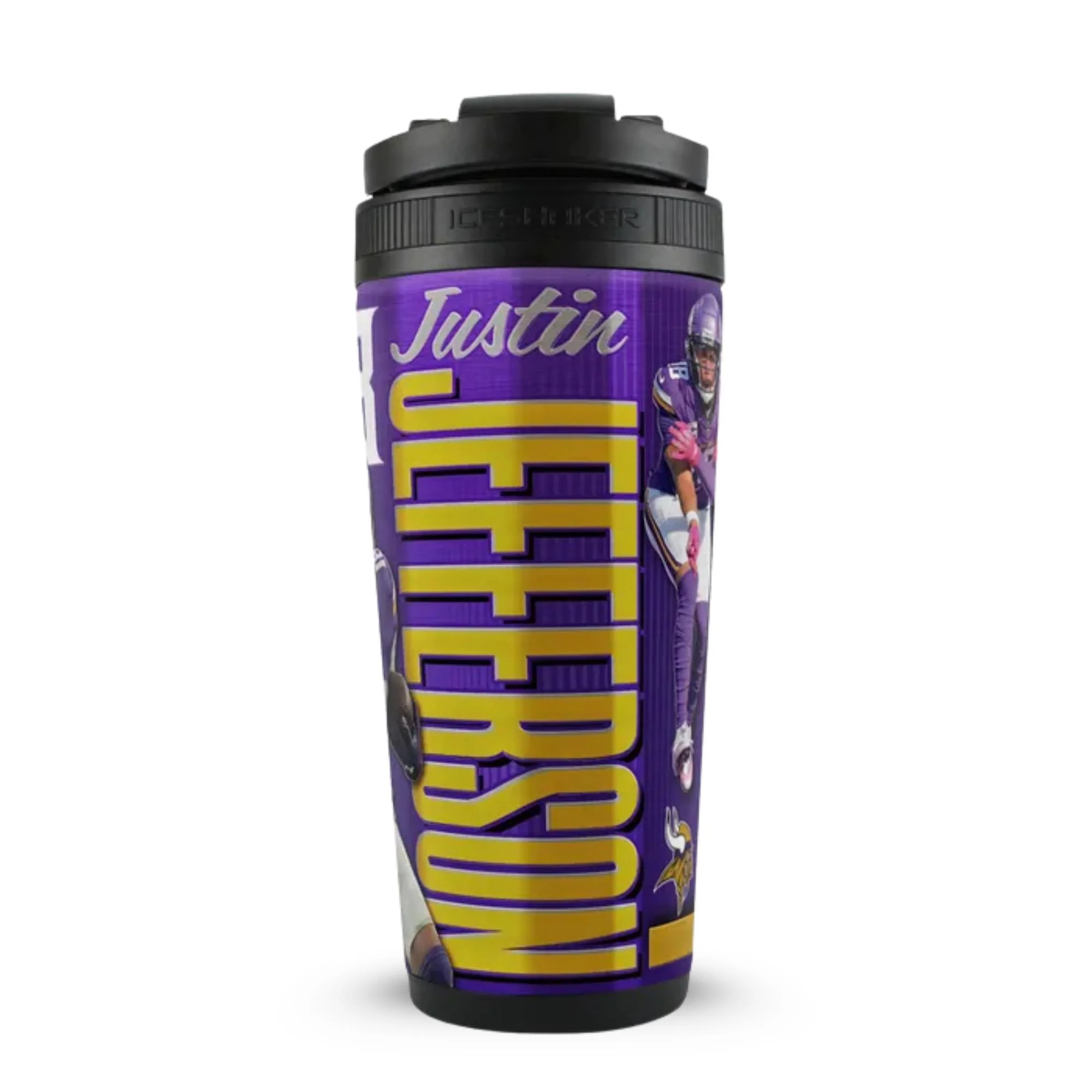 Official Justin Jefferson Minnesota Vikings 4D 26oz Ice Shaker - Image 3