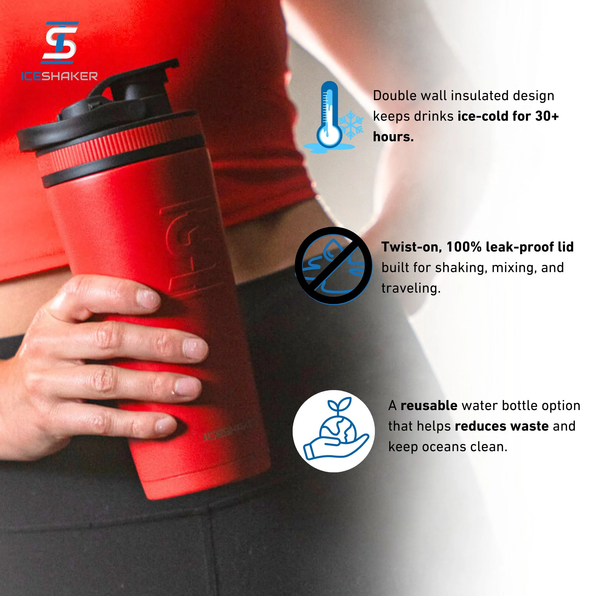 26oz Ice Shaker - Red - Image 4