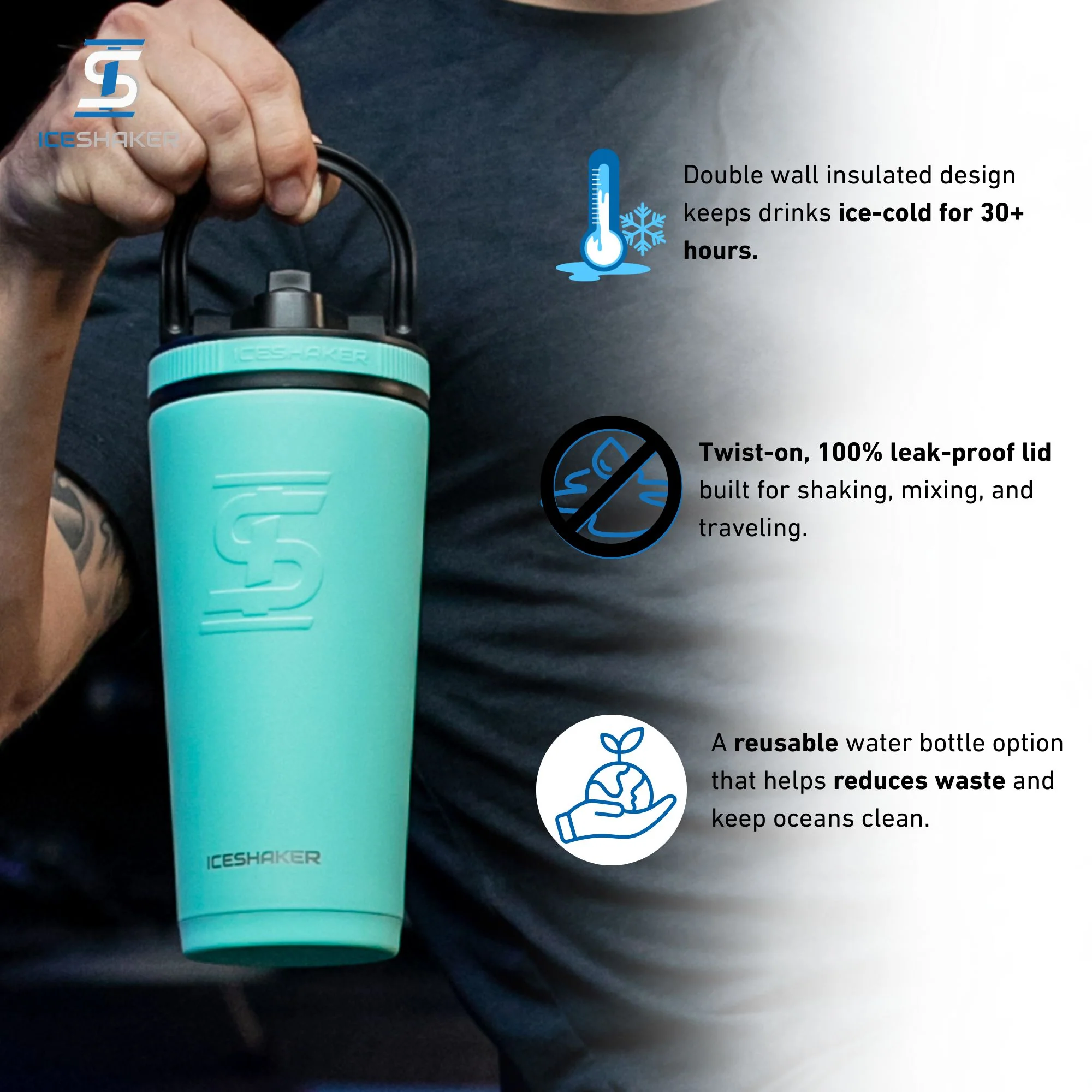 Officially Licensed Seattle Kraken 26oz Ice Shaker - Image 3